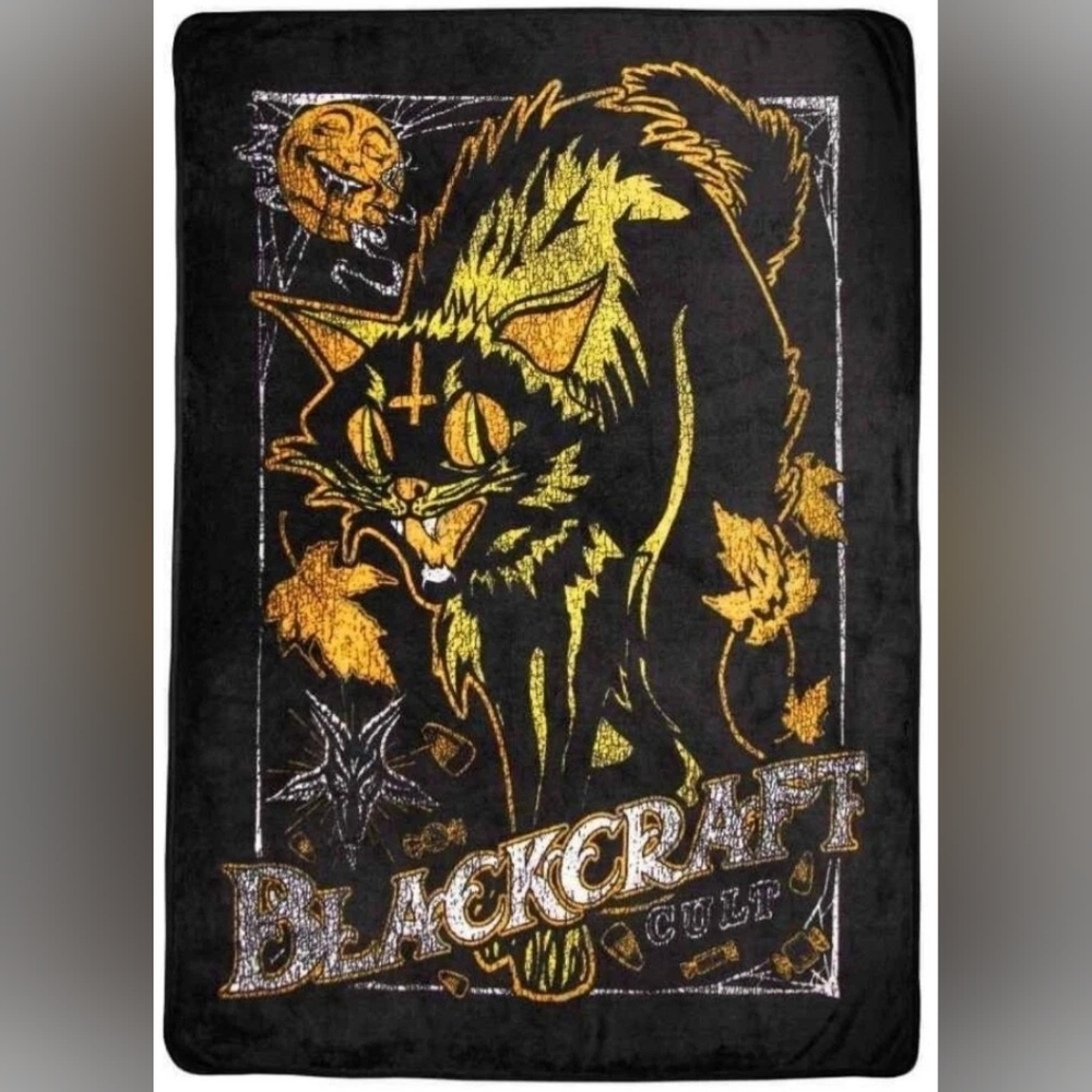 Blackcraft Cult Occult Cat Throw Blanket Goth Home Decor